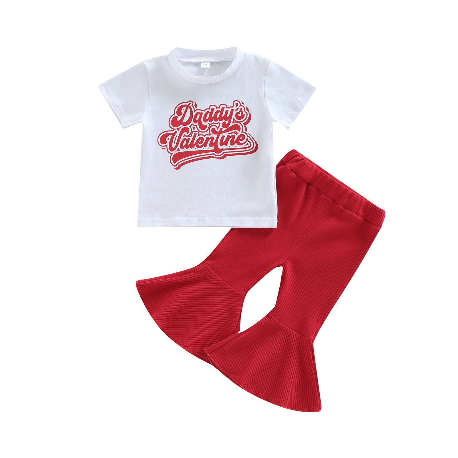 Wholesale Cotton Short-sleeved Letter Tops and Flared Pants Two-piece Set